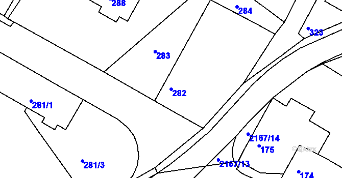 Parcela st. 282 v KÚ Křemže, Katastrální mapa