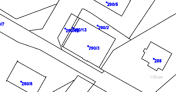 Parcela st. 290/3 v KÚ Křemže, Katastrální mapa