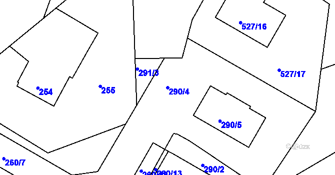 Parcela st. 290/4 v KÚ Křemže, Katastrální mapa