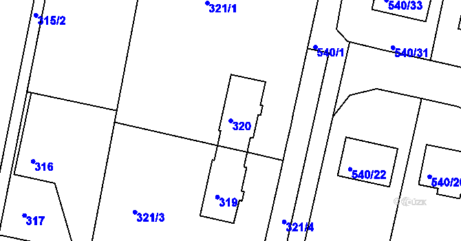 Parcela st. 320 v KÚ Křemže, Katastrální mapa