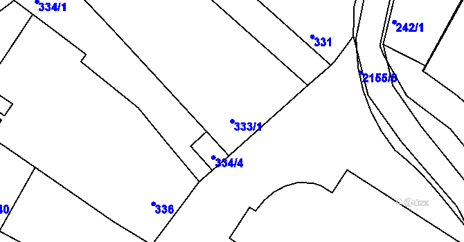 Parcela st. 333/1 v KÚ Křemže, Katastrální mapa