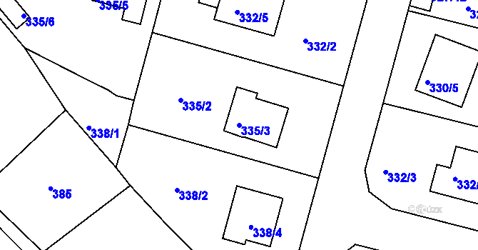 Parcela st. 335/3 v KÚ Křemže, Katastrální mapa