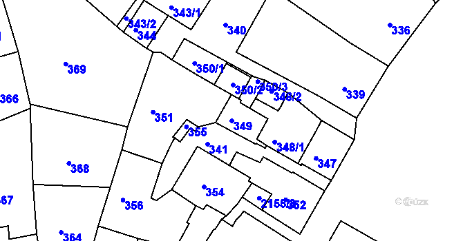Parcela st. 349 v KÚ Křemže, Katastrální mapa