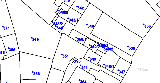 Parcela st. 350 v KÚ Křemže, Katastrální mapa