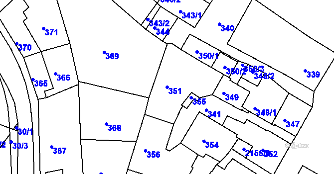 Parcela st. 351 v KÚ Křemže, Katastrální mapa