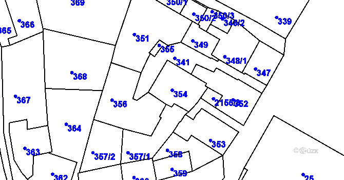Parcela st. 354 v KÚ Křemže, Katastrální mapa