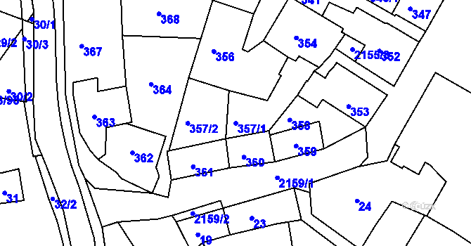 Parcela st. 357/1 v KÚ Křemže, Katastrální mapa