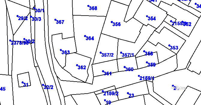 Parcela st. 357/2 v KÚ Křemže, Katastrální mapa