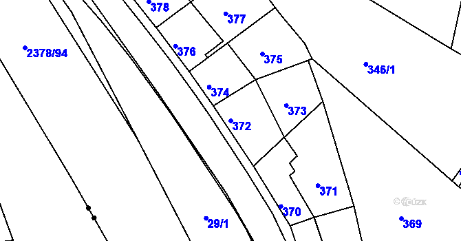Parcela st. 372 v KÚ Křemže, Katastrální mapa