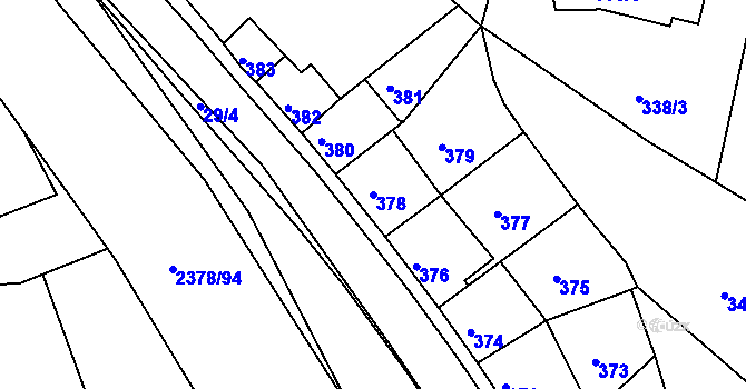 Parcela st. 378 v KÚ Křemže, Katastrální mapa