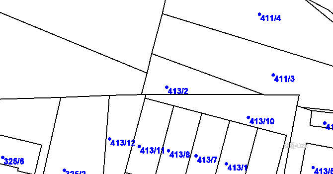 Parcela st. 413/2 v KÚ Křemže, Katastrální mapa