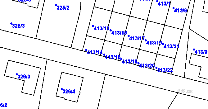 Parcela st. 413/16 v KÚ Křemže, Katastrální mapa