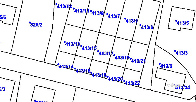 Parcela st. 413/17 v KÚ Křemže, Katastrální mapa