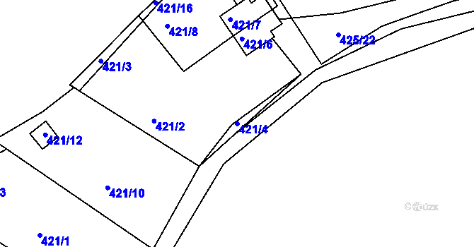 Parcela st. 421/4 v KÚ Křemže, Katastrální mapa