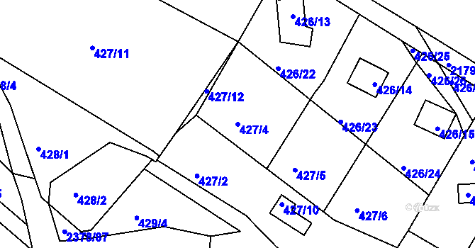 Parcela st. 427/4 v KÚ Křemže, Katastrální mapa