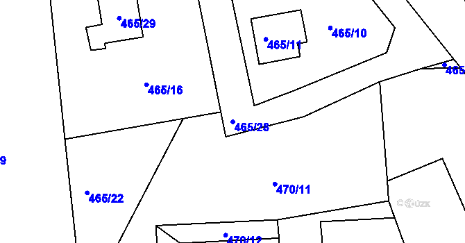 Parcela st. 465/28 v KÚ Křemže, Katastrální mapa