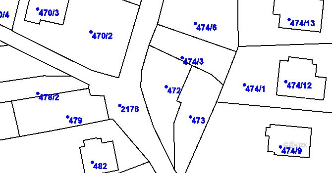 Parcela st. 472 v KÚ Křemže, Katastrální mapa