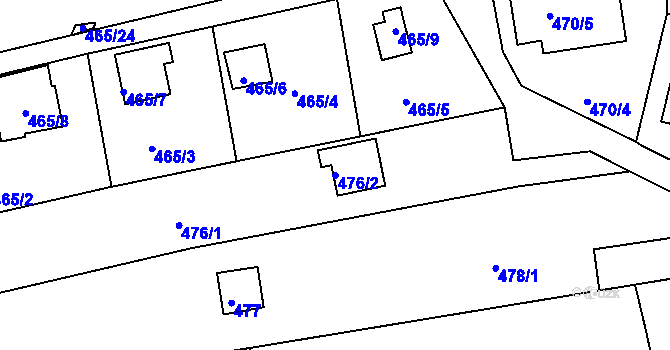 Parcela st. 476/2 v KÚ Křemže, Katastrální mapa
