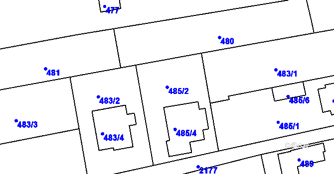 Parcela st. 485/2 v KÚ Křemže, Katastrální mapa