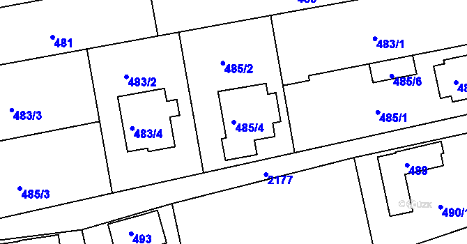Parcela st. 485/4 v KÚ Křemže, Katastrální mapa