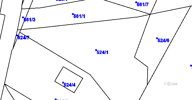 Parcela st. 524/1 v KÚ Křemže, Katastrální mapa