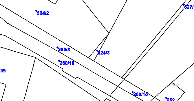 Parcela st. 524/3 v KÚ Křemže, Katastrální mapa