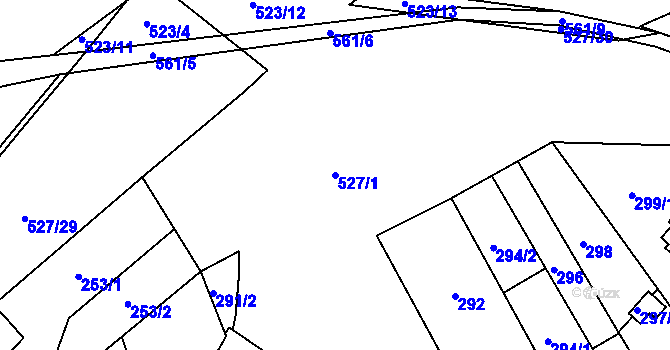 Parcela st. 527/1 v KÚ Křemže, Katastrální mapa