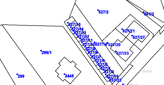 Parcela st. 527/10 v KÚ Křemže, Katastrální mapa