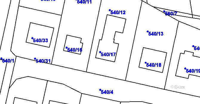 Parcela st. 540/17 v KÚ Křemže, Katastrální mapa