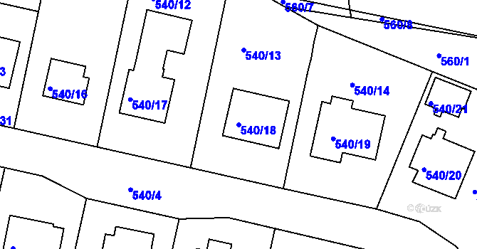 Parcela st. 540/18 v KÚ Křemže, Katastrální mapa