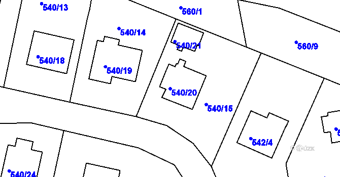 Parcela st. 540/20 v KÚ Křemže, Katastrální mapa
