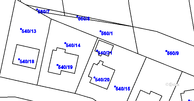 Parcela st. 540/21 v KÚ Křemže, Katastrální mapa