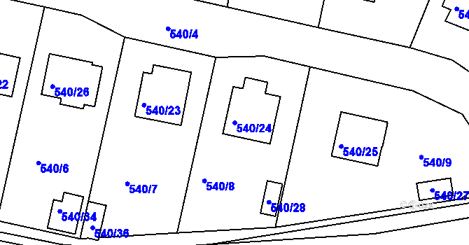 Parcela st. 540/24 v KÚ Křemže, Katastrální mapa