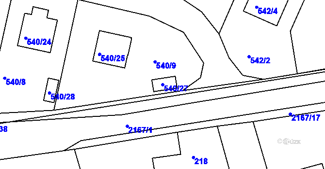 Parcela st. 540/27 v KÚ Křemže, Katastrální mapa