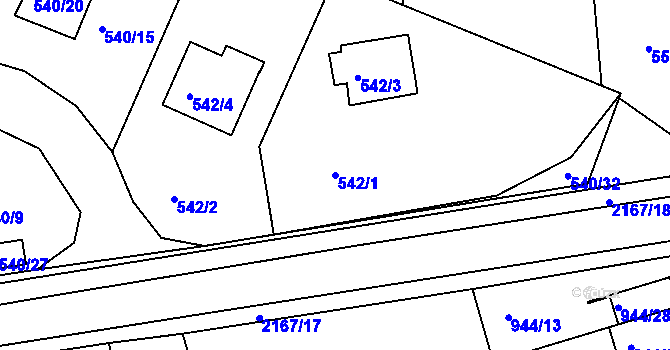 Parcela st. 542/1 v KÚ Křemže, Katastrální mapa