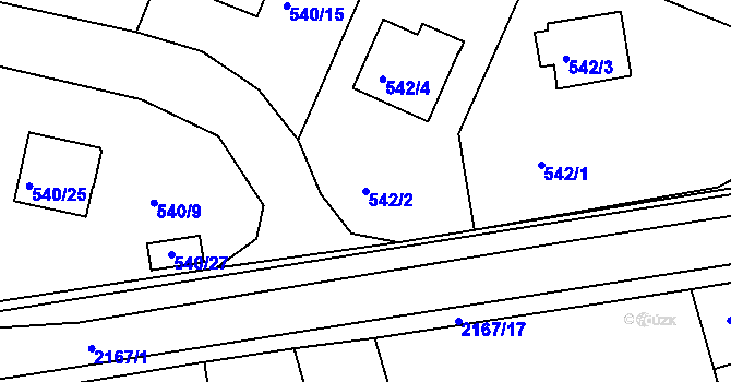 Parcela st. 542/2 v KÚ Křemže, Katastrální mapa