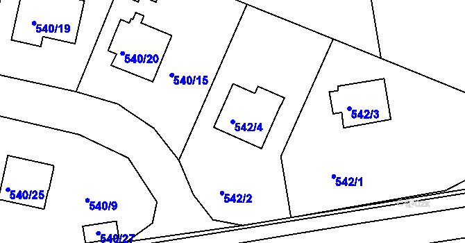 Parcela st. 542/4 v KÚ Křemže, Katastrální mapa