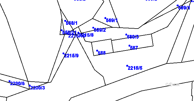 Parcela st. 588 v KÚ Křemže, Katastrální mapa