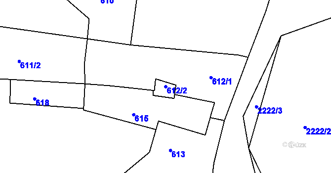 Parcela st. 612/2 v KÚ Křemže, Katastrální mapa