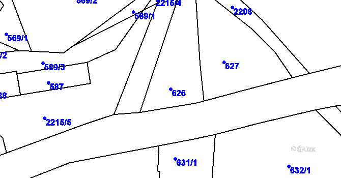 Parcela st. 626 v KÚ Křemže, Katastrální mapa