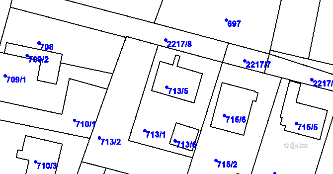 Parcela st. 713/5 v KÚ Křemže, Katastrální mapa