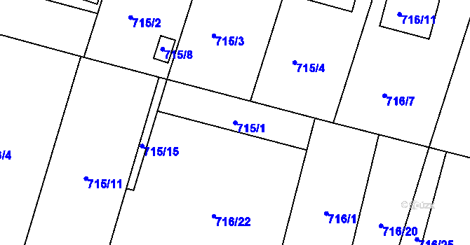 Parcela st. 715/1 v KÚ Křemže, Katastrální mapa