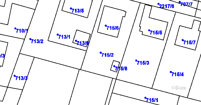 Parcela st. 715/2 v KÚ Křemže, Katastrální mapa