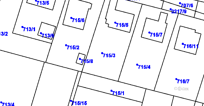 Parcela st. 715/3 v KÚ Křemže, Katastrální mapa
