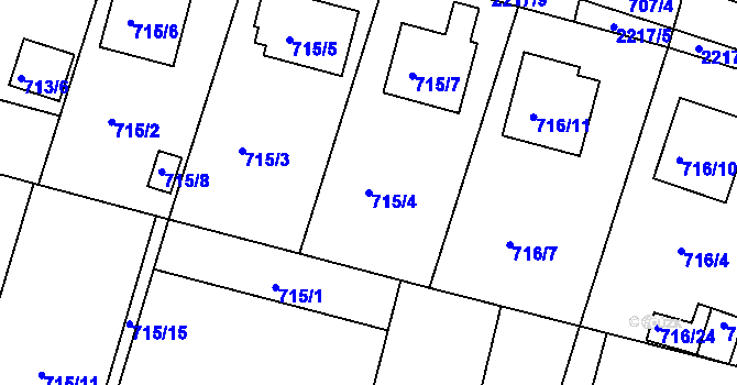 Parcela st. 715/4 v KÚ Křemže, Katastrální mapa