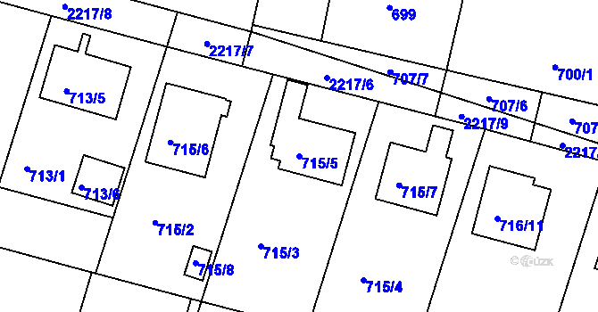 Parcela st. 715/5 v KÚ Křemže, Katastrální mapa