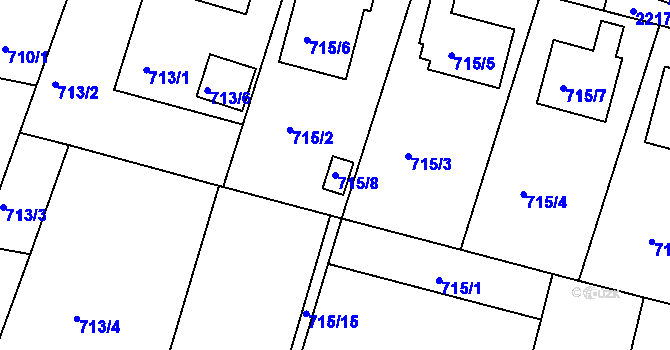 Parcela st. 715/8 v KÚ Křemže, Katastrální mapa