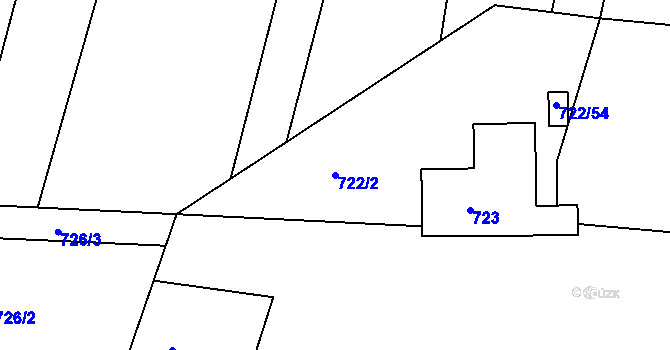 Parcela st. 722/2 v KÚ Křemže, Katastrální mapa