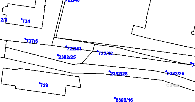 Parcela st. 722/12 v KÚ Křemže, Katastrální mapa