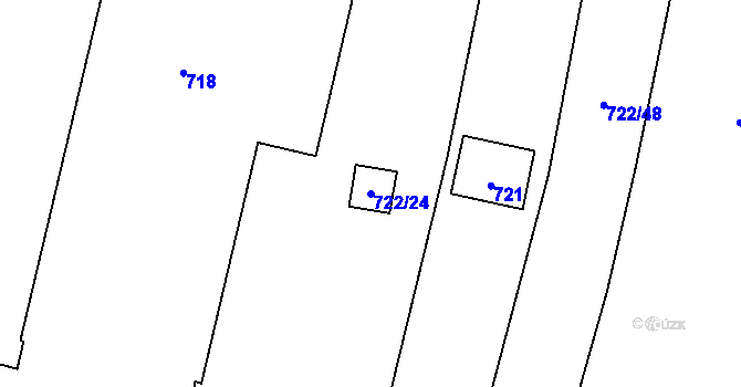 Parcela st. 722/24 v KÚ Křemže, Katastrální mapa